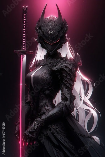 Sakura Assassin with a katana Generative AI