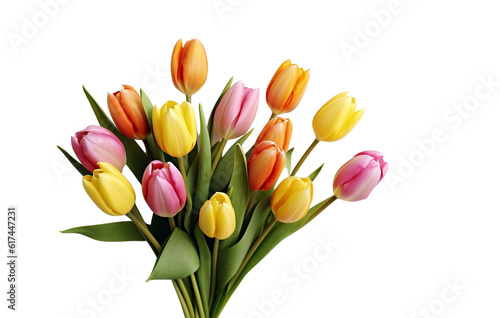 Bouquet of colorful and beautiful tulips flowers isolated on white background still life wedding flat - 1