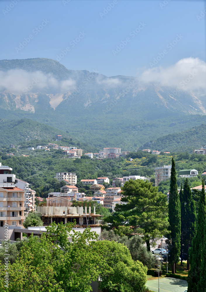 The resort village of Becici in the community of Budva in Montenegro