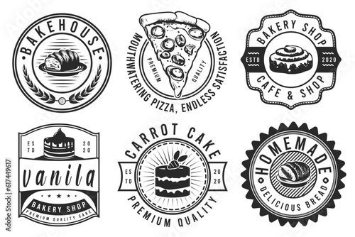 A collection of Bakery logo templates, Bakery shop emblem set. Sweet bakery badge label and logo 