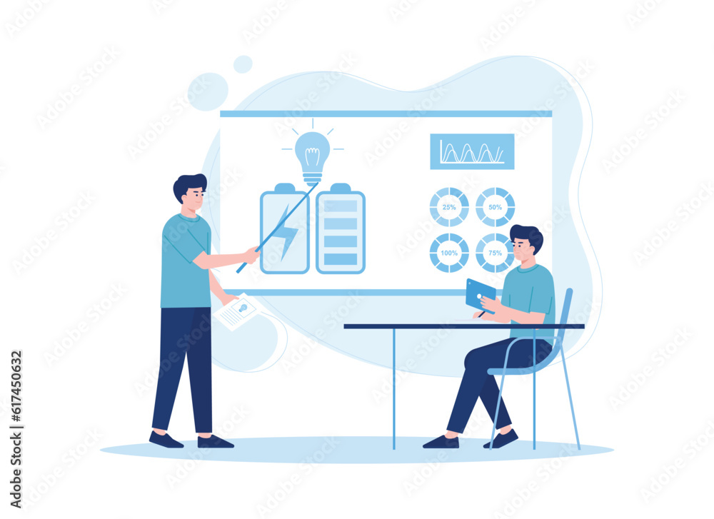 People searching for new ideas solutions, brainstorming trending flat illustration