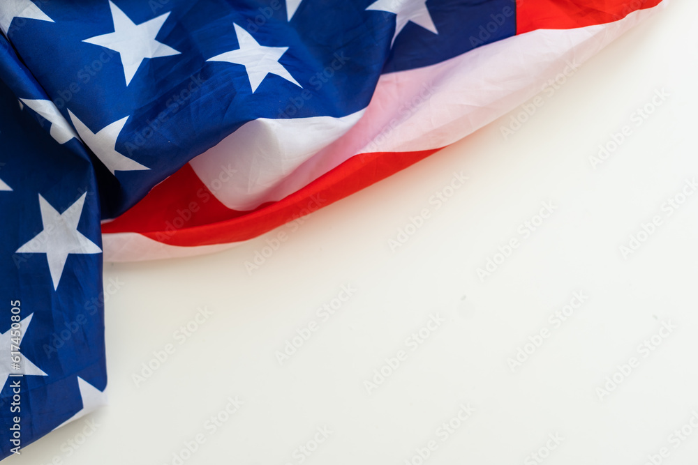 American flag border on white background