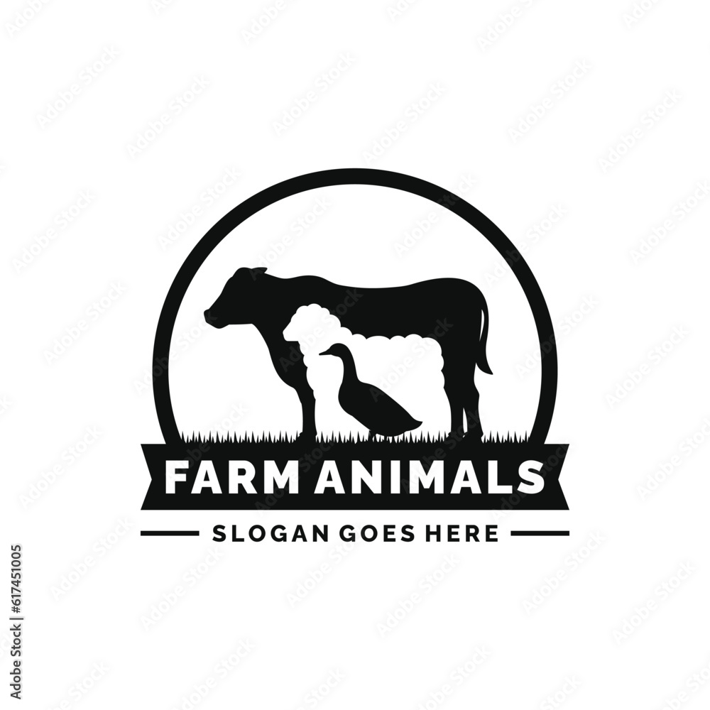 Fototapeta premium Farm animals logo design vector. Livestock logo vector