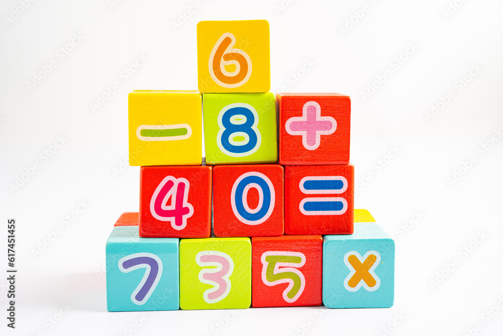 Math number colorful on white background, education study mathematics learning teach concept. Math number colorful on white background, education study mathematics learning teach concept.