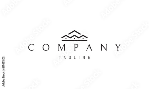 Vector logo on which an abstract image of several roofs of houses.