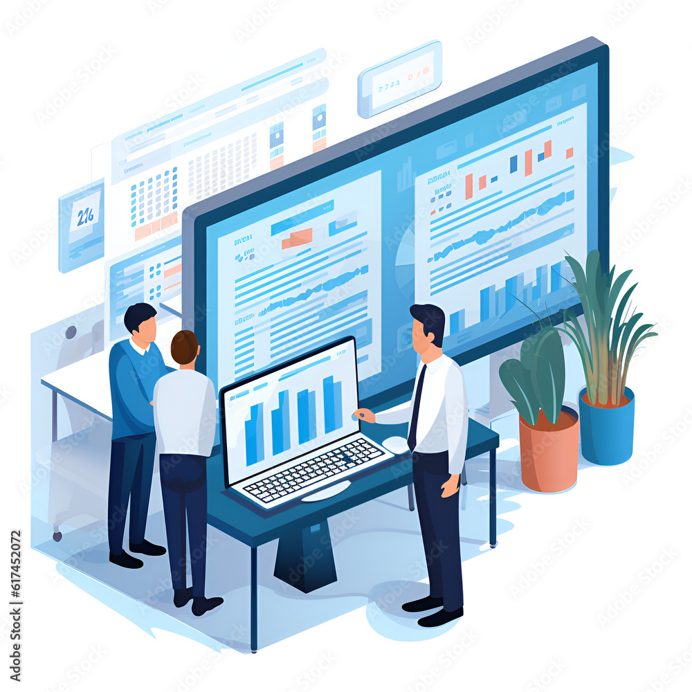 cost control accountants employees, supervisors standing at the computer screen, by ai generative cost control accountants employees, supervisors standing at the computer screen, by ai generative