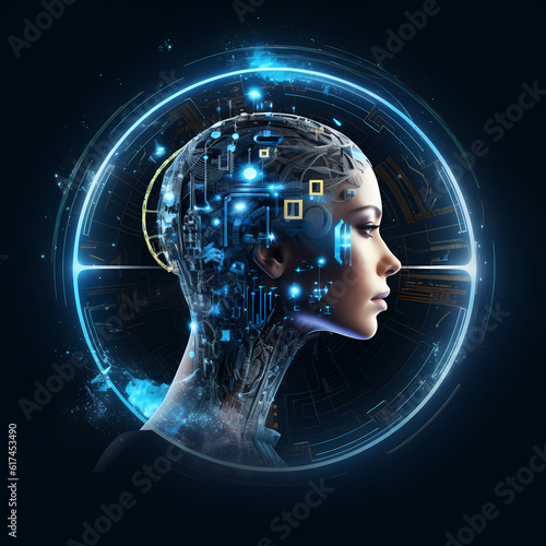 Futuristic representation of AI incorporated into a logo design, generative ai.