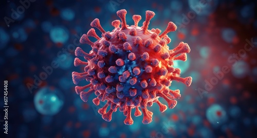 an image of a coronavirus in a sick body in red generative AI photo