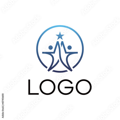 people logo with modern design style and star vector with line design concept