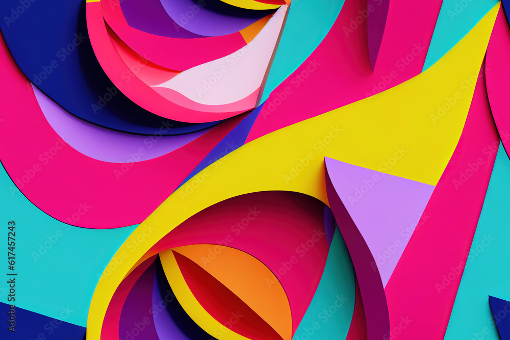 Obraz premium A colorful abstract design created from paper cut shapes. Seamless pattern. Generative AI