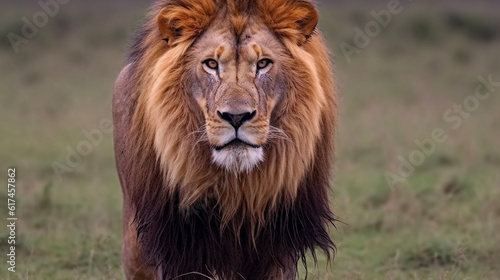 Close up of African lion. AI Generative