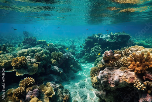 A Beautiful and Colorful Underwater Landscape with Coral Reefs  Exploring the Vibrant Depths