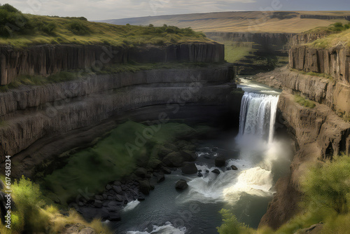 A Panoramic View of a Natural Wonder Such as a Waterfall