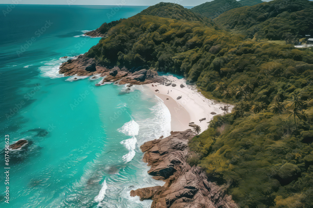 Aerial View of a Tropical Beach with Clear Blue Water Aerial View of a Tropical Beach with Clear Blue Water