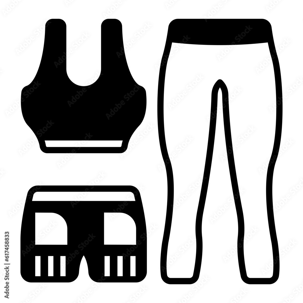 Obraz premium Ladies Gym wear concept, athlete girl outfit vector icon design, Fitness and Wellness symbol, Workout and Weightlifting sign, Personal training equipment stock illustration