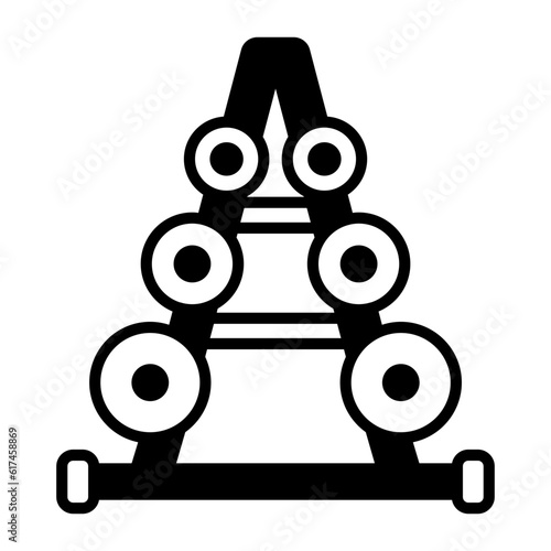 Dumbbell Rack stand concept, Compact A-Frame Home Gym Space Saver vector icon design, Fitness and Wellness symbol, Workout and Weightlifting sign, Personal training equipment stock illustration