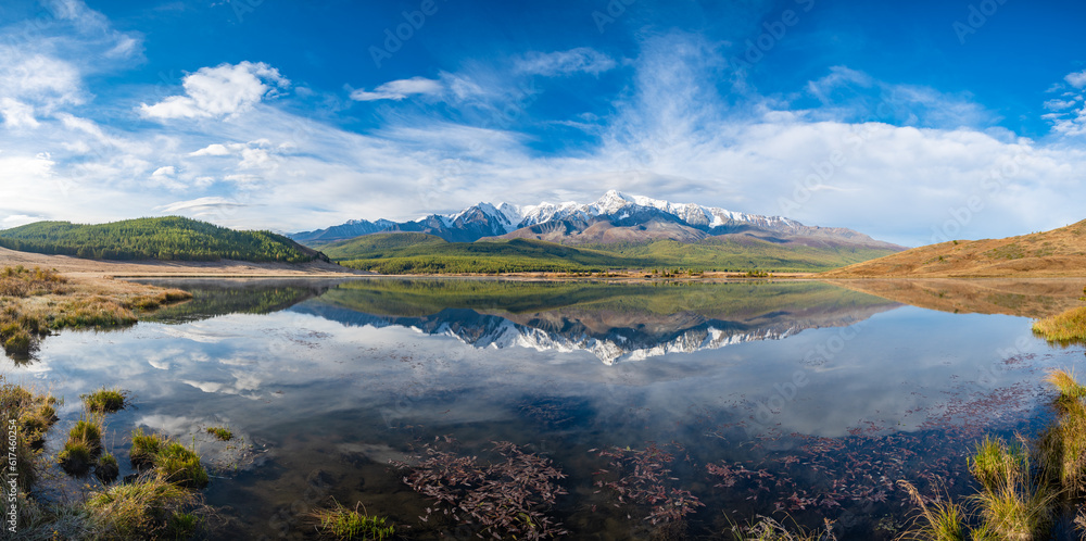  View of Dzhangyskol lake in Eshtykel plateau, Altai Republic, Siberia, Russia.