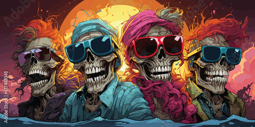 Retro Comic Book Skull: Colorful Glasses Edition