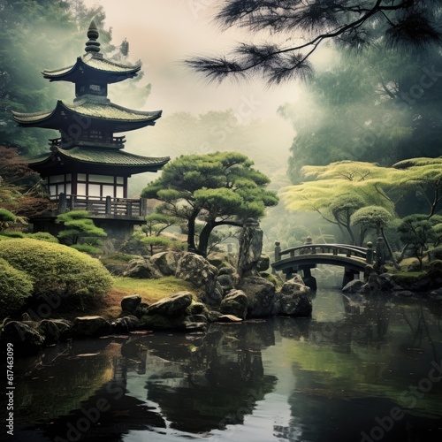 Mystical Japanese Garden - amazing illustration stylish and eyecatching