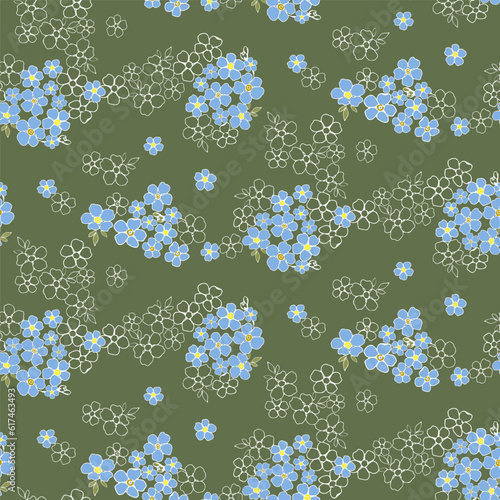 Forget me not blue spring flower seamless pattern for surface design