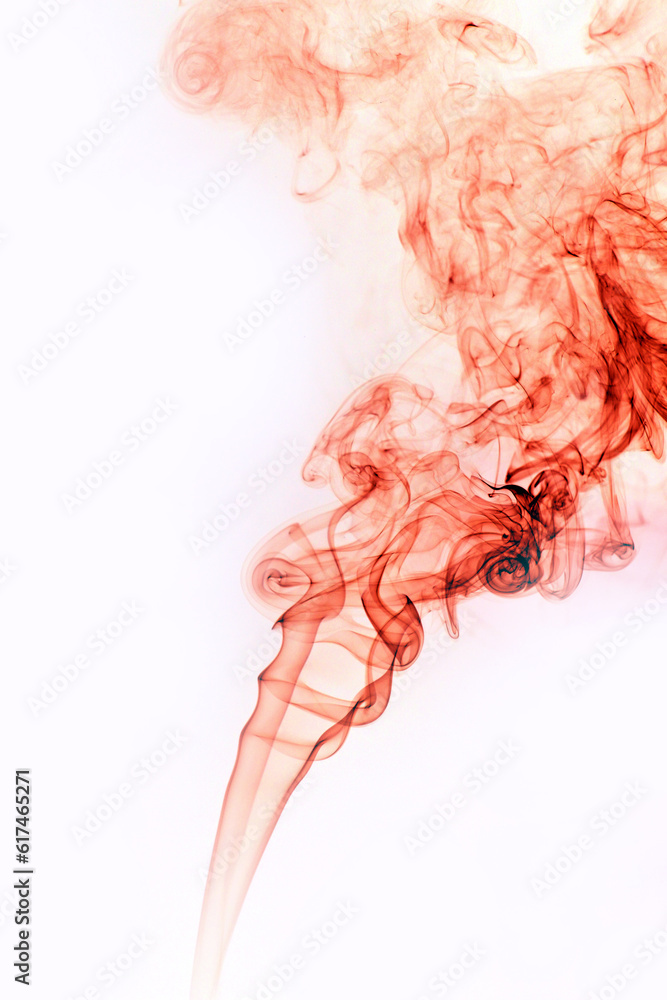 Reddish-brown smoke movement isolated on white background. Smoke movement concept for design Reddish-brown smoke movement isolated on white background. Smoke movement concept for design