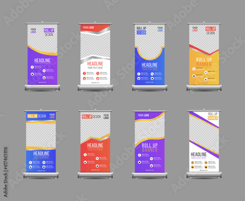 Elegant medical health care rollup banner template bundle. medical, 3d, advertising, background, banner, biochemistry, biology, blue, brochure, business promotion signage standee vector layout