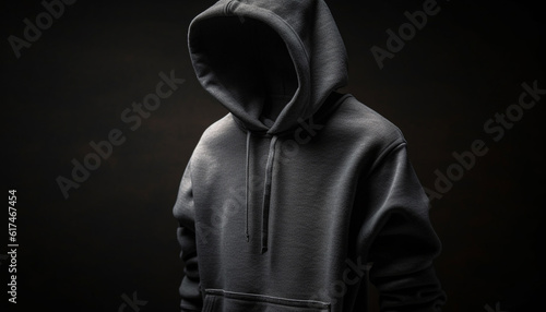 Hooded burglar lurking in the dark shadows generated by AI