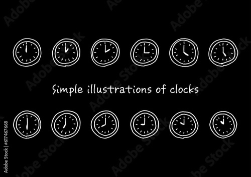 ペンを使った手描きの時計のイラスト素材