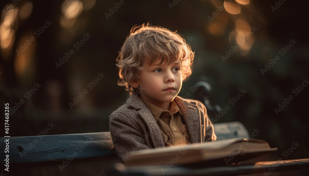 Smiling boys studying outdoors, enjoying nature literature generated by AI Smiling boys studying outdoors, enjoying nature literature generated by AI