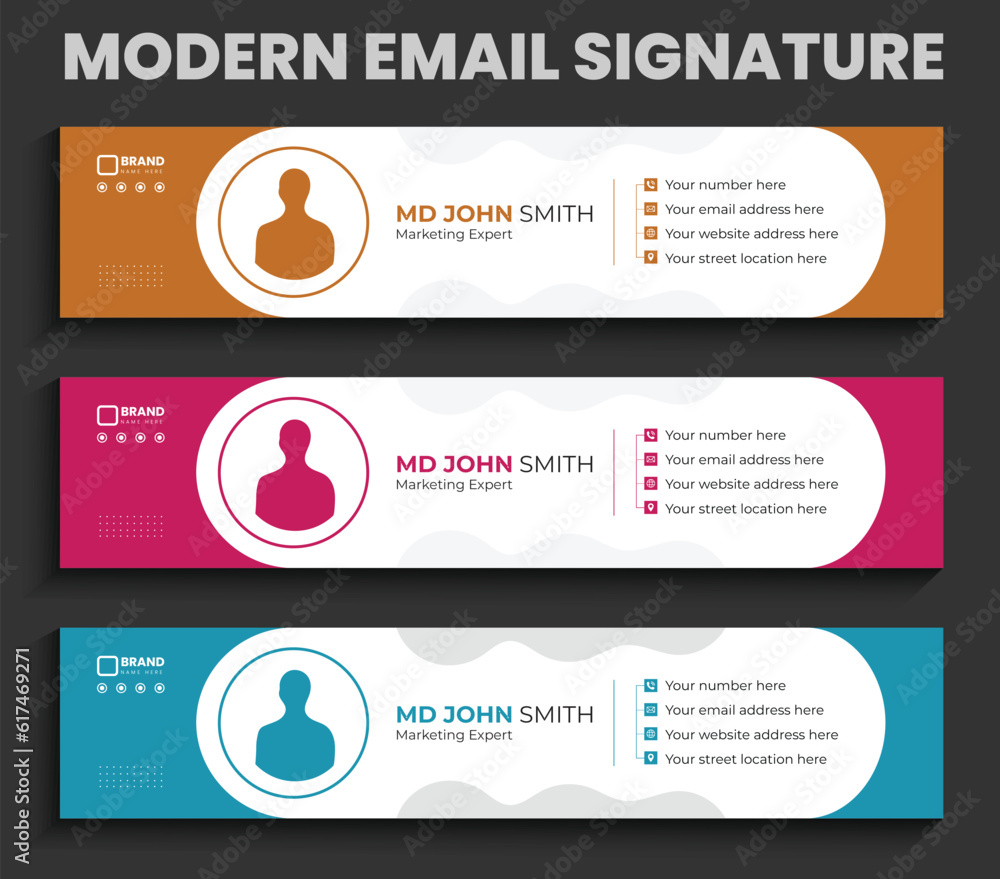 Corporate Email Signature bundle template with new concept, Modern and Corporate Email Signature bundle template with new concept, Modern and