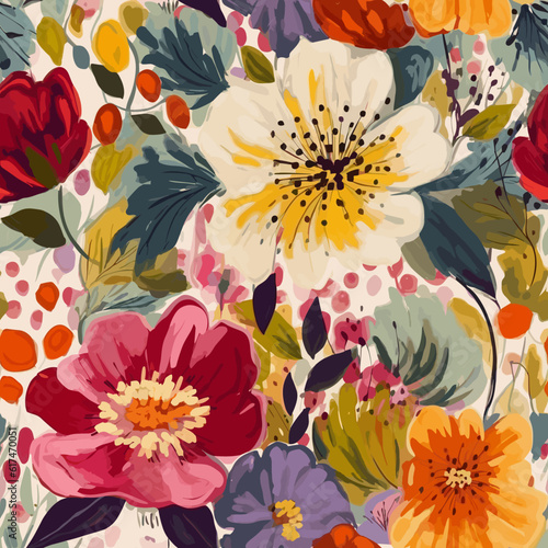 Seamless floral pattern with summer flowers