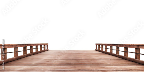 Fototapeta Naklejka Na Ścianę i Meble -  Wooden pier isolated on transparent background, clipart. Embankment of wooden boards. Generative AI transparent png without background.