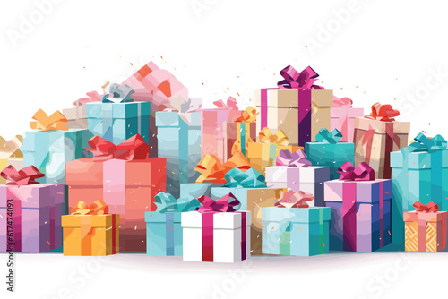 Material Gift Boxes package and christmas gift boxes background banner vector art illustration.