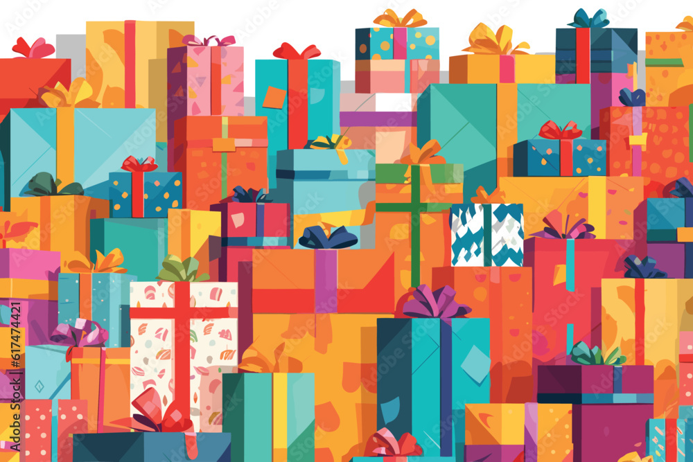 Material Gift Boxes package and christmas gift boxes background banner vector art illustration. Material Gift Boxes package and christmas gift boxes background banner vector art illustration.