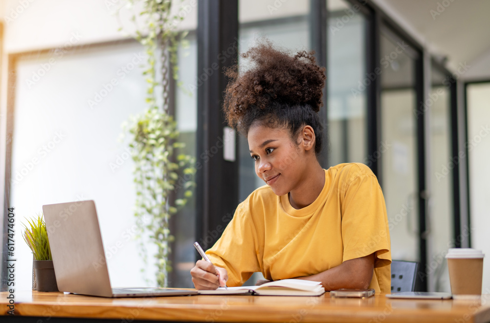 Young freelance woman sitting in front of her considering work, Young business woman sitting thinking work concept, Write a plan Young freelance woman sitting in front of her considering work, Young business woman sitting thinking work concept, Write a plan