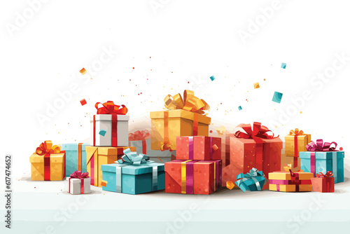 Material Gift Boxes package and christmas gift boxes background banner vector art illustration.