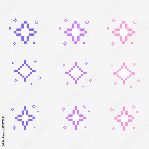 Sparkling pixel set, vector sparkling pixel set, 