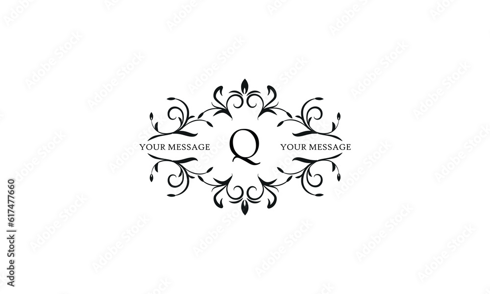 Fototapeta premium Calligraphic elegant initial Q logo design. Emblem for royalty, business card, boutique, hotel, restaurant, cafe, jewelry.