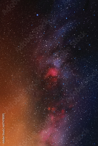 Night starry sky. Milky Way, stars and nebula. Dark space background