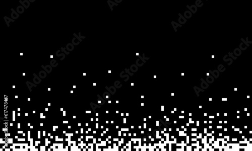 Scattered background. Illustration of the pixel decay effect. Vector rectangular elements. The rectangle texture will disappear. Dissolved filled square. Vector graphics.
