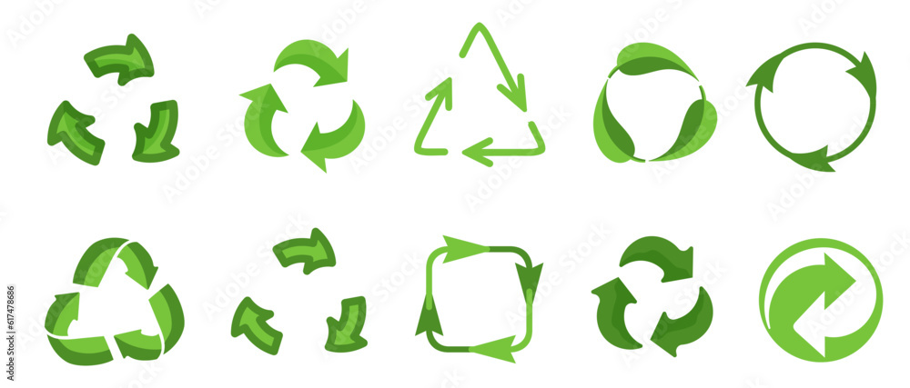 Obraz premium Heart recycle symbol, icon set. Heart with arrows. set of recycling icons. recycle logo symbol. Vector EPS10
