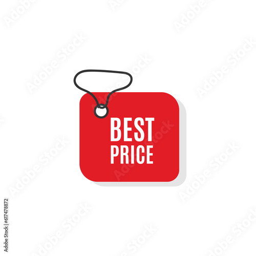 Design Price Tag Label Red With Various Shape. pecial offer or shopping discount label. Retail paper sticker. Promotional sale badge with text. Vector photo