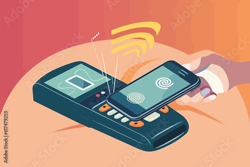 NFC Payment vector design contactless payment mobile phone with icons.