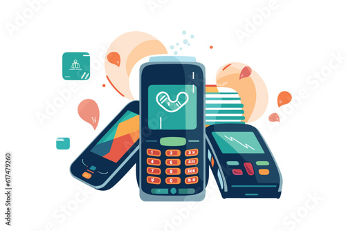 NFC Payment vector design contactless payment mobile phone with icons.