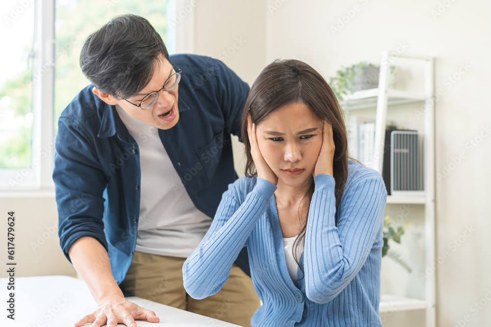 Breakup and depressed, asian young quarrel couple love fight relationship in trouble. Different people are emotion angry. Argue wife has expression, upset with husband. Problem of family people. Breakup and depressed, asian young quarrel couple love fight relationship in trouble. Different people are emotion angry. Argue wife has expression, upset with husband. Problem of family people.