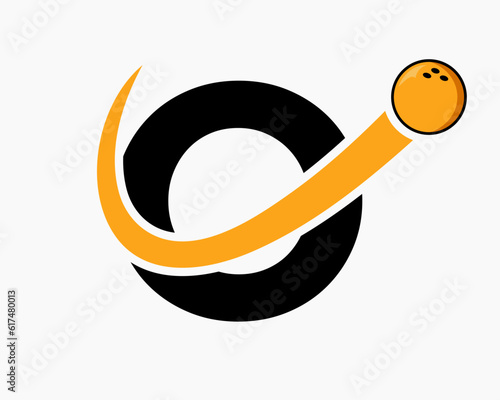 Letter O Bowling Logo. Bowling Ball Symbol With Moving Ball Icon