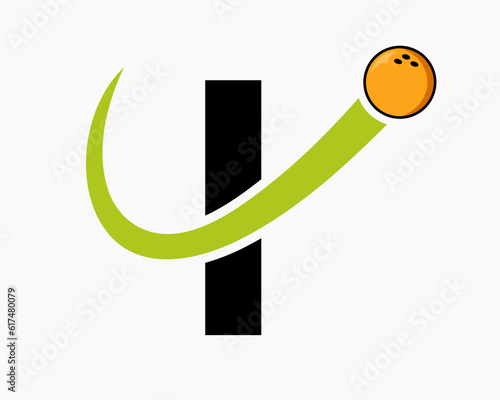 Letter I Bowling Logo. Bowling Ball Symbol With Moving Ball Icon