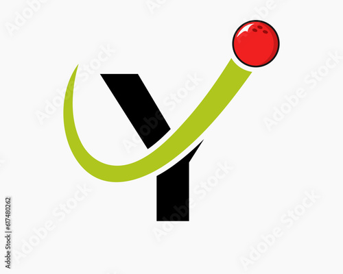 Letter Y Bowling Logo. Bowling Ball Symbol With Moving Ball Icon