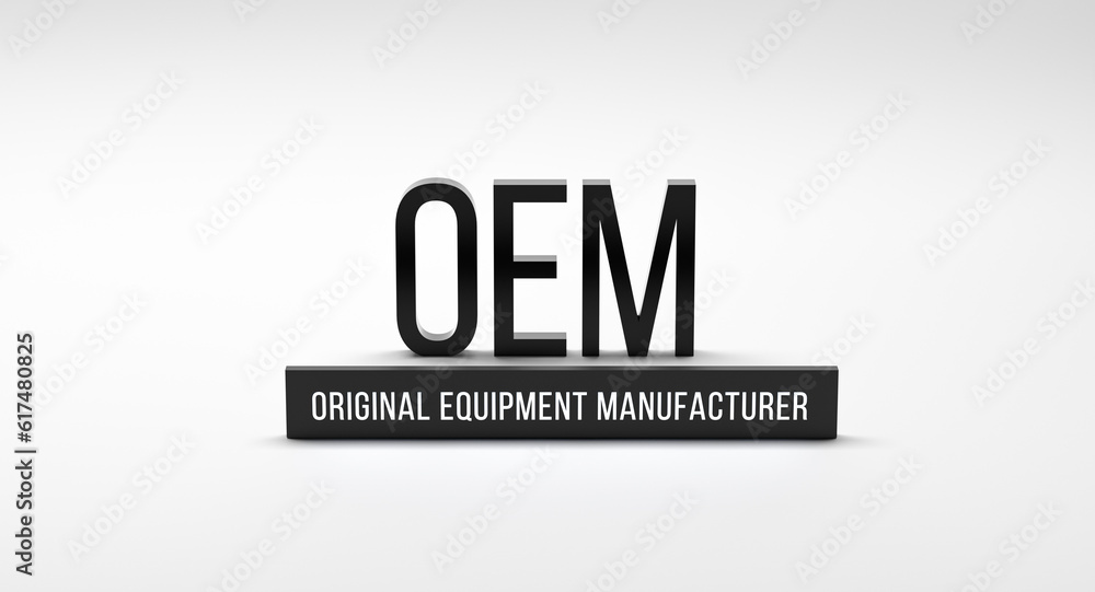 OEM Original Equipment Manufacturer, abbreviation, concept. OEM definition text on white background, banner. 3D render. OEM Original Equipment Manufacturer, abbreviation, concept. OEM definition text on white background, banner. 3D render.