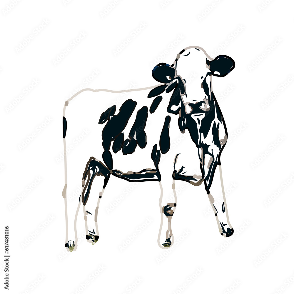 Color sketch of a cow with transparent background Color sketch of a cow with transparent background